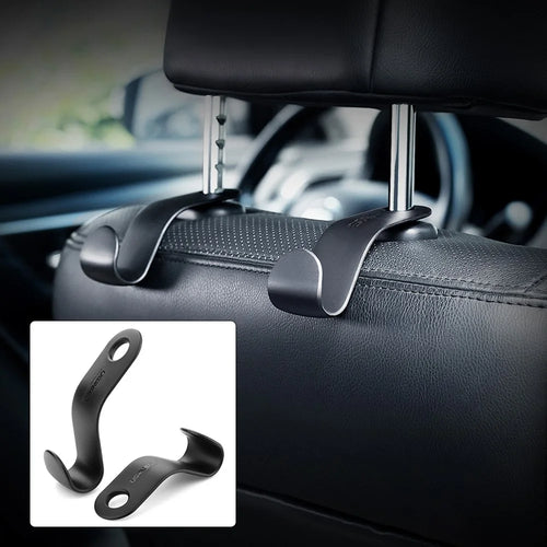 UGREEN 2Pcs Car Seat Headrest Hooks Universal Back Seat Organizer Hanger Storage Hook for Handbag Purse Grocery Bag - 1
