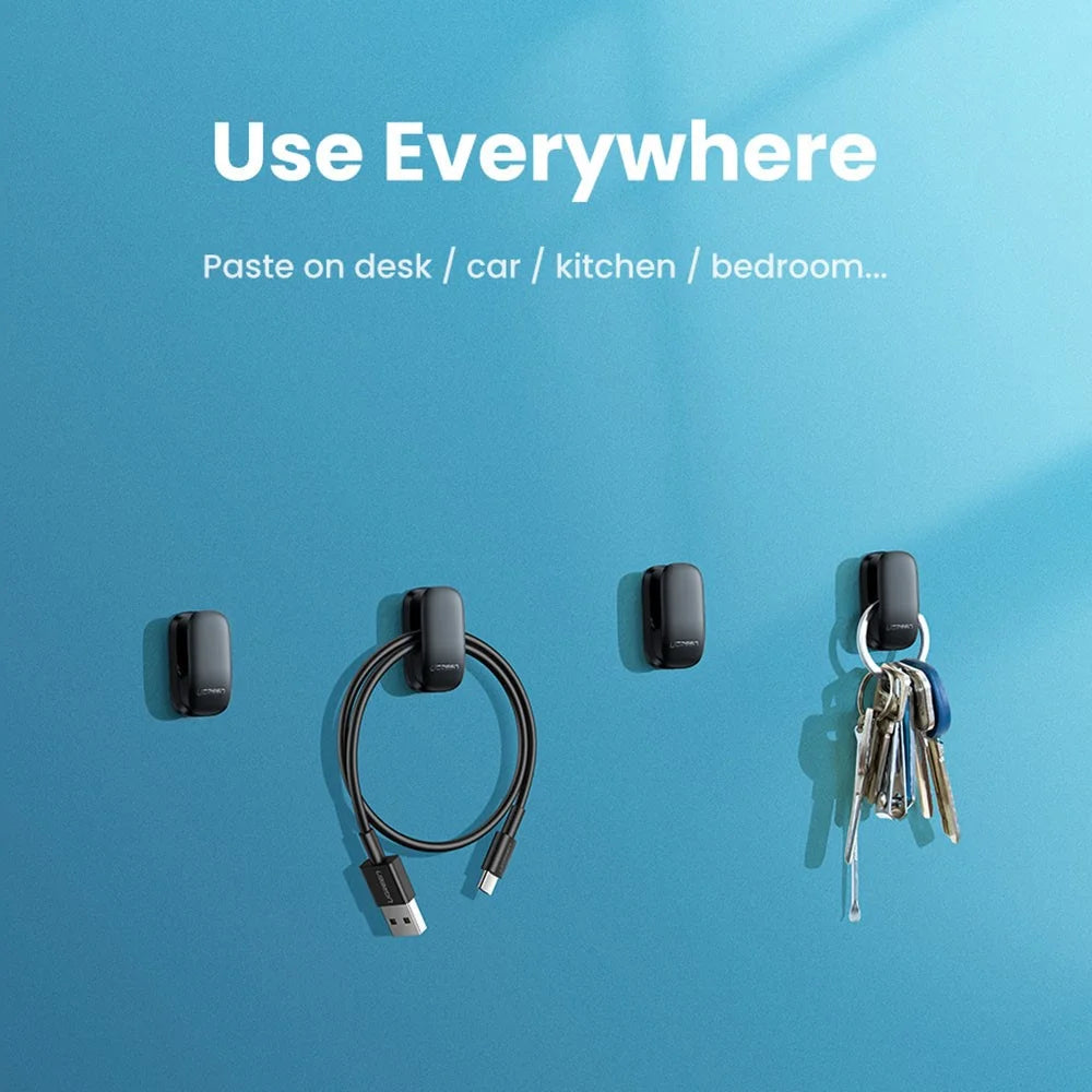 UGREEN 4Pcs Car Office Key Hook Earphone Charger Holder Cord Management Self-adhesive Organizer Hook - 5