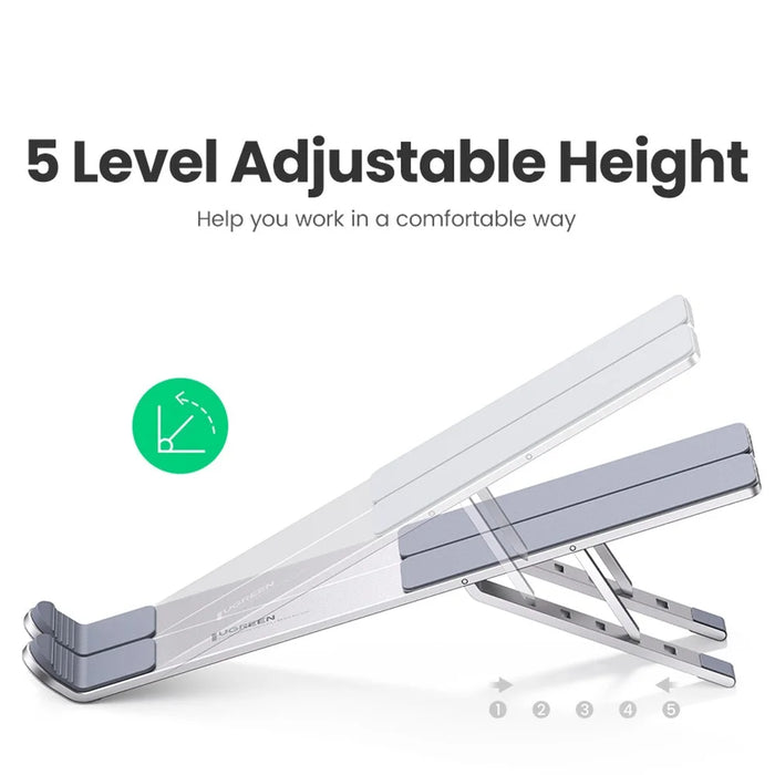 UGREEN 20642 Adjustable Folding Aluminum Laptop Stand Multi-Angle Portable Desktop Computer Holder for MacBook Air Pro Laptops - 4