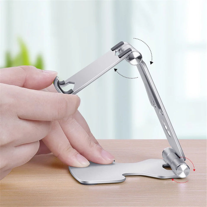 V-shaped Top Design Cell Phone Stand Angle Adjustable Desk Sturdy Folding Tablet Holder Stand for Home Office - Rose Gold - 3