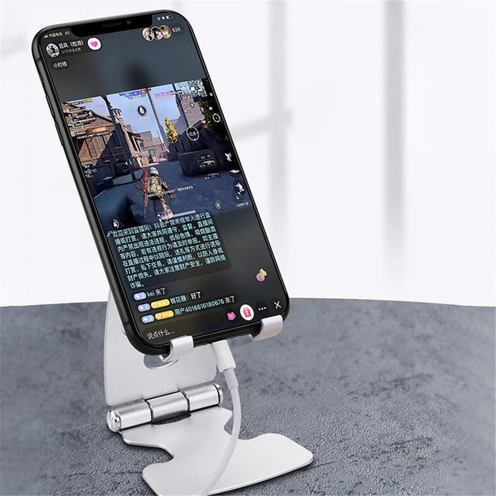 V-shaped Top Design Cell Phone Stand Angle Adjustable Desk Sturdy Folding Tablet Holder Stand for Home Office - Rose Gold - 4