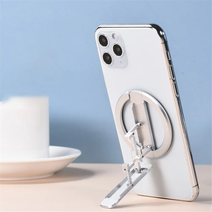 For iPhone 13 Magsafe Magnetic Kickstand Portable Folding Rotation Design Phone Holder Stand - Black - 4