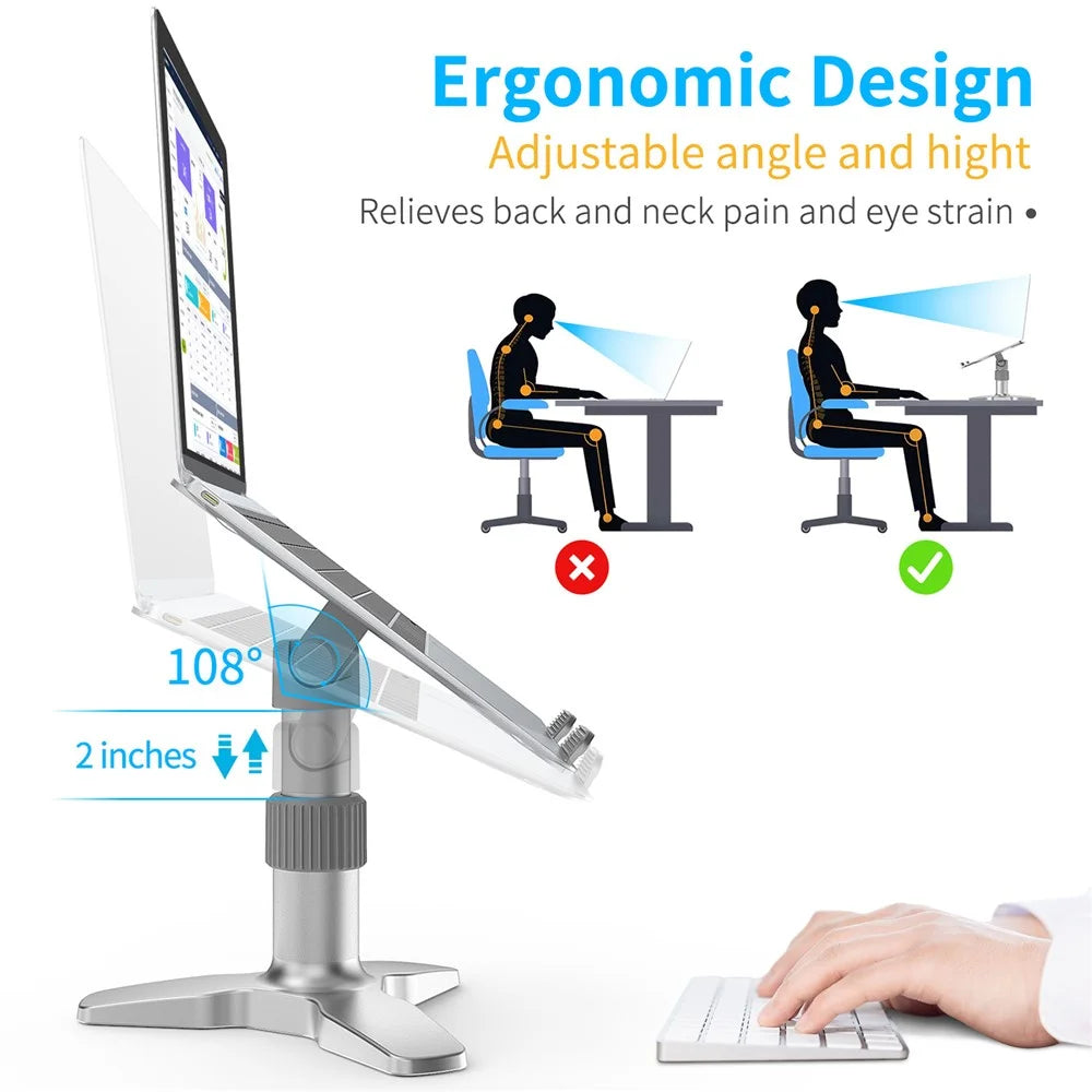 L2 Aluminum Laptop Stand Multi-Angle Adjustable Portable Desktop Tablet Holder with Heat Dissipation Hole for MacBook Air Pro/iPad - 5