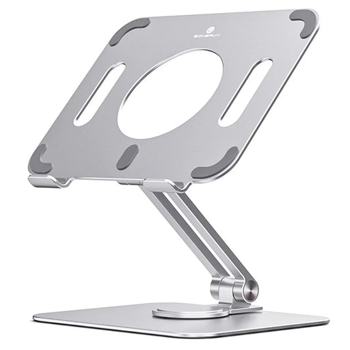 BONERUY L04mini 360 Degree Rotating Tablet Holder Hollow Heat Dissipation Aluminum Alloy Foldable Cradle for iPad - Silver - 1