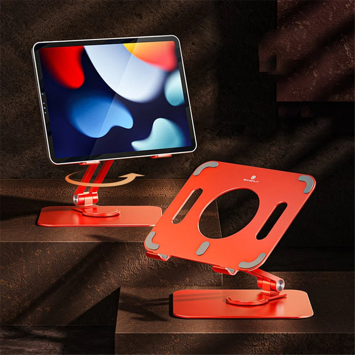 BONERUY L04mini 360 Degree Rotating Tablet Holder Hollow Heat Dissipation Aluminum Alloy Foldable Cradle for iPad - Silver - 2