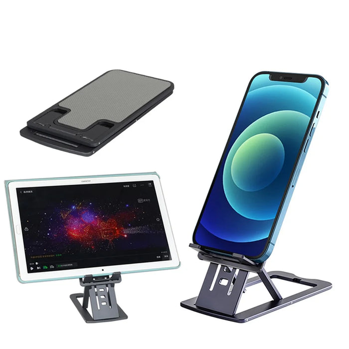 TC04 Cell Phone Stand Holder Height Angle Adjustable Hard Aluminum Alloy Desktop Phone Desk Mount Holder - Grey - 1