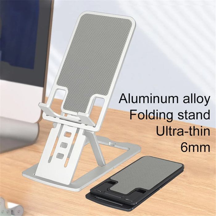 TC04 Cell Phone Stand Holder Height Angle Adjustable Hard Aluminum Alloy Desktop Phone Desk Mount Holder - Grey - 6