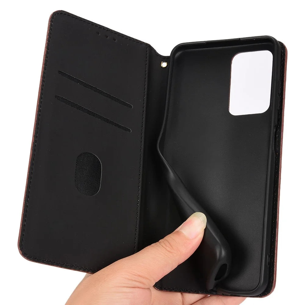 For ZTE Blade A72/Blade V40 Vita Rhombus Imprinted Phone Case Magnetic Auto Closing PU Leather Wallet Stand Shell - Black - 7