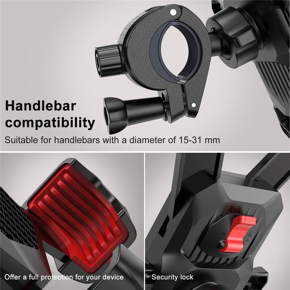 JOYROOM JR-ZS288 Bike Phone Mount Quick Release Bicycle Handlebar Phone Holder Bike Phone Bracket for 4.7-7 inch Cell Phones - Black - 5