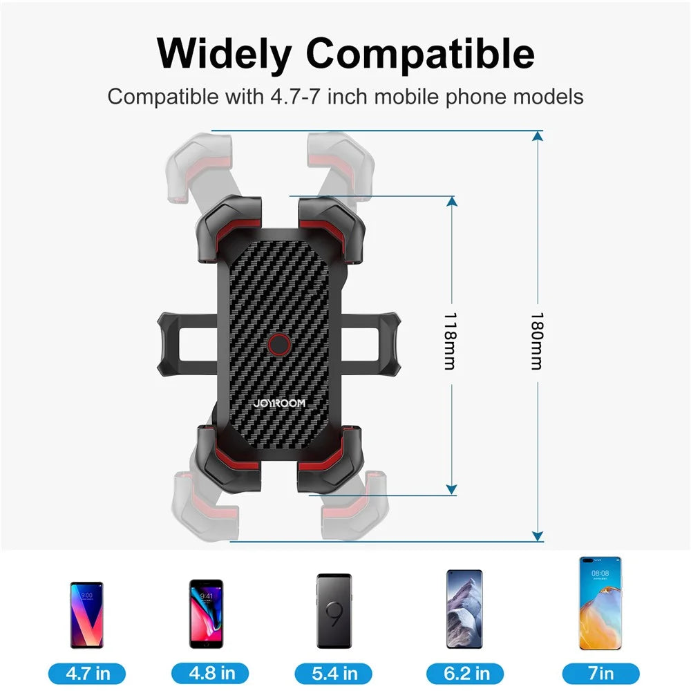 JOYROOM JR-ZS288 Bike Phone Mount Quick Release Bicycle Handlebar Phone Holder Bike Phone Bracket for 4.7-7 inch Cell Phones - Black - 6