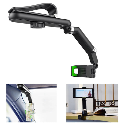 JY-055 Sun Visor Car Phone Holder Mount Multifunctional Cell Phone Stand Universal Adjustable Arm Cradles Phone Clip Mount - Green - 1