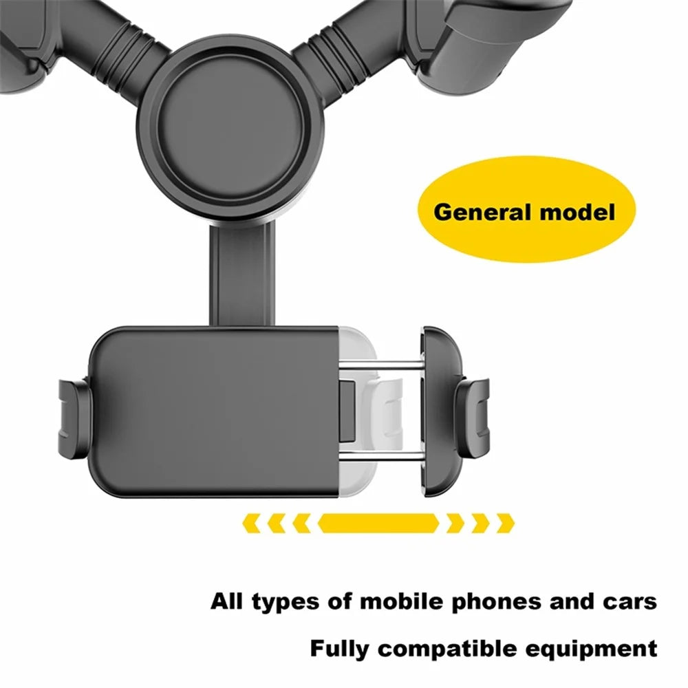 JY-055 Car Rearview Mirror Mobile Phone Stand Navigation Bracket Adjustable Rotation Mobile Phone Holder Mount - Black - 6