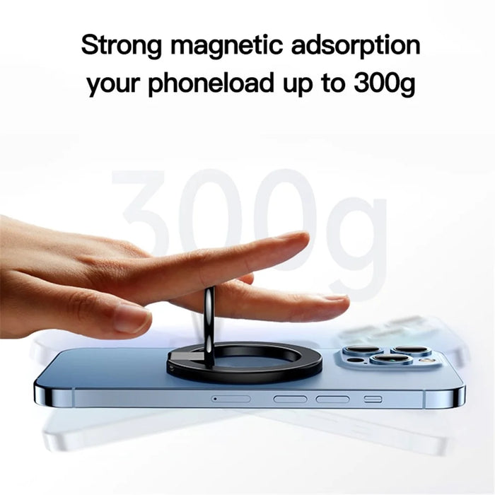 Magnetic Phone Ring Holder Compatible with iPhone 13 / 12 Series Adjustable Finger Ring Grip Stand Support 360-degree Rotating 180-degree Folding - Black - 5