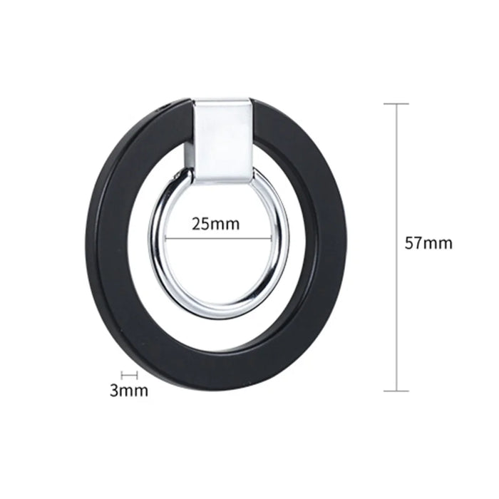 Magnetic Phone Ring Holder Compatible with iPhone 13 / 12 Series Adjustable Finger Ring Grip Stand Support 360-degree Rotating 180-degree Folding - Black - 7