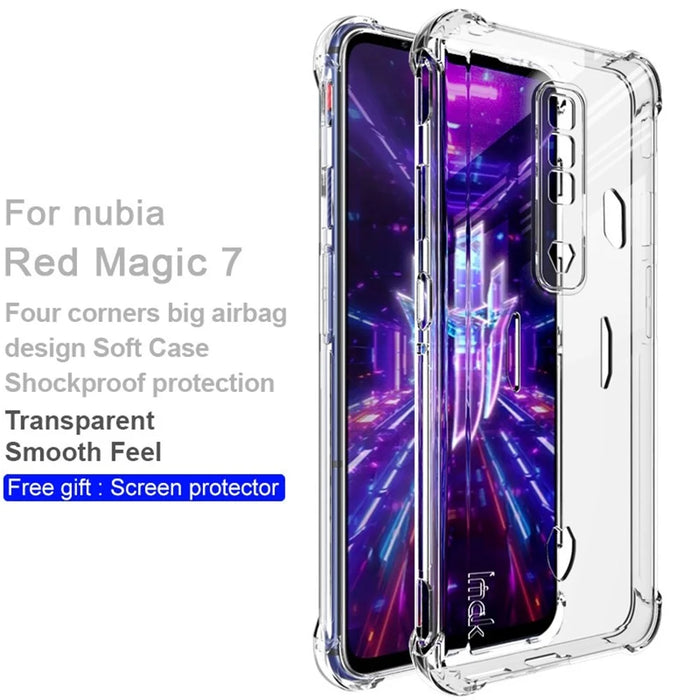 IMAK TPU Case for ZTE nubia Red Magic 7, Airbag Shockproof Transparent TPU Phone Shell with Screen Protector - Transparent - 2