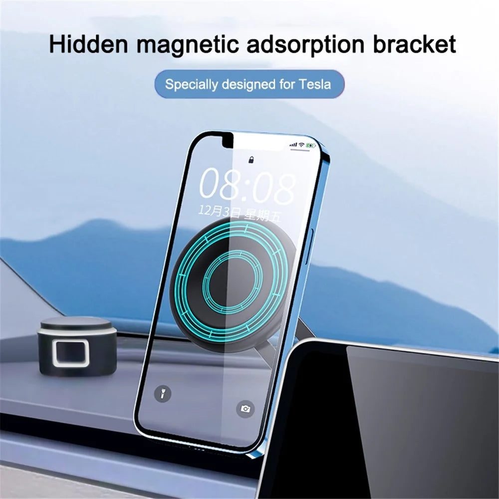 R-JUST HZ19 Magnetic-Absorbed Car Mount Cell Phone Holder Car Accessory for Tesla/SUV/Car/Electric Vehicles/Truck - Silver - 3