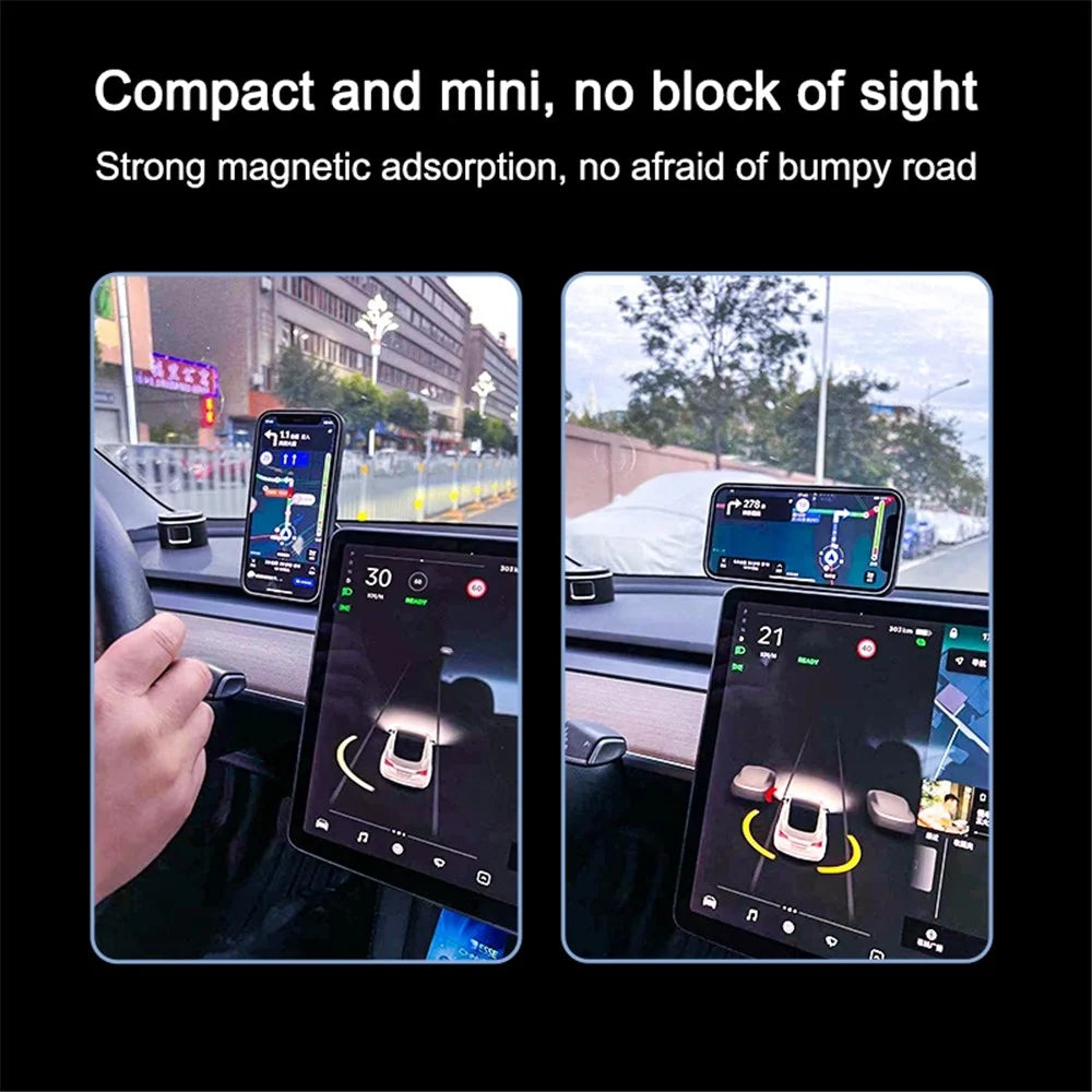 R-JUST HZ19 Magnetic-Absorbed Car Mount Cell Phone Holder Car Accessory for Tesla/SUV/Car/Electric Vehicles/Truck - Silver - 4