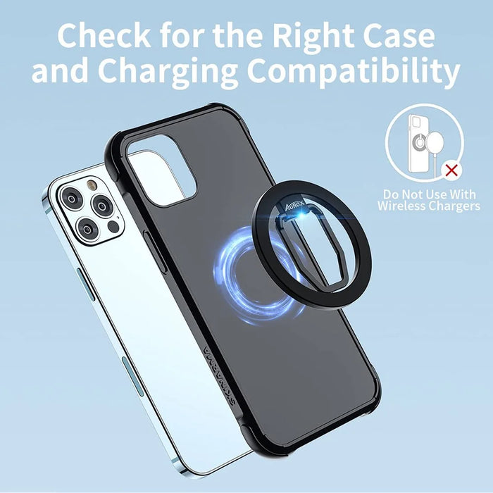 AUROX Magnetic Phone Ring Holder Grip Adjustable Kickstand for iPhone 13 / 12 Series - Black - 4
