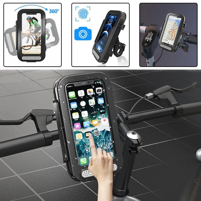 F81 Waterproof Bicycle Touch Screen Phone Holder Motorcycle Handlebar Phone Bracket - 4