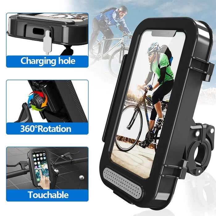 F81 Waterproof Bicycle Touch Screen Phone Holder Motorcycle Handlebar Phone Bracket - 5