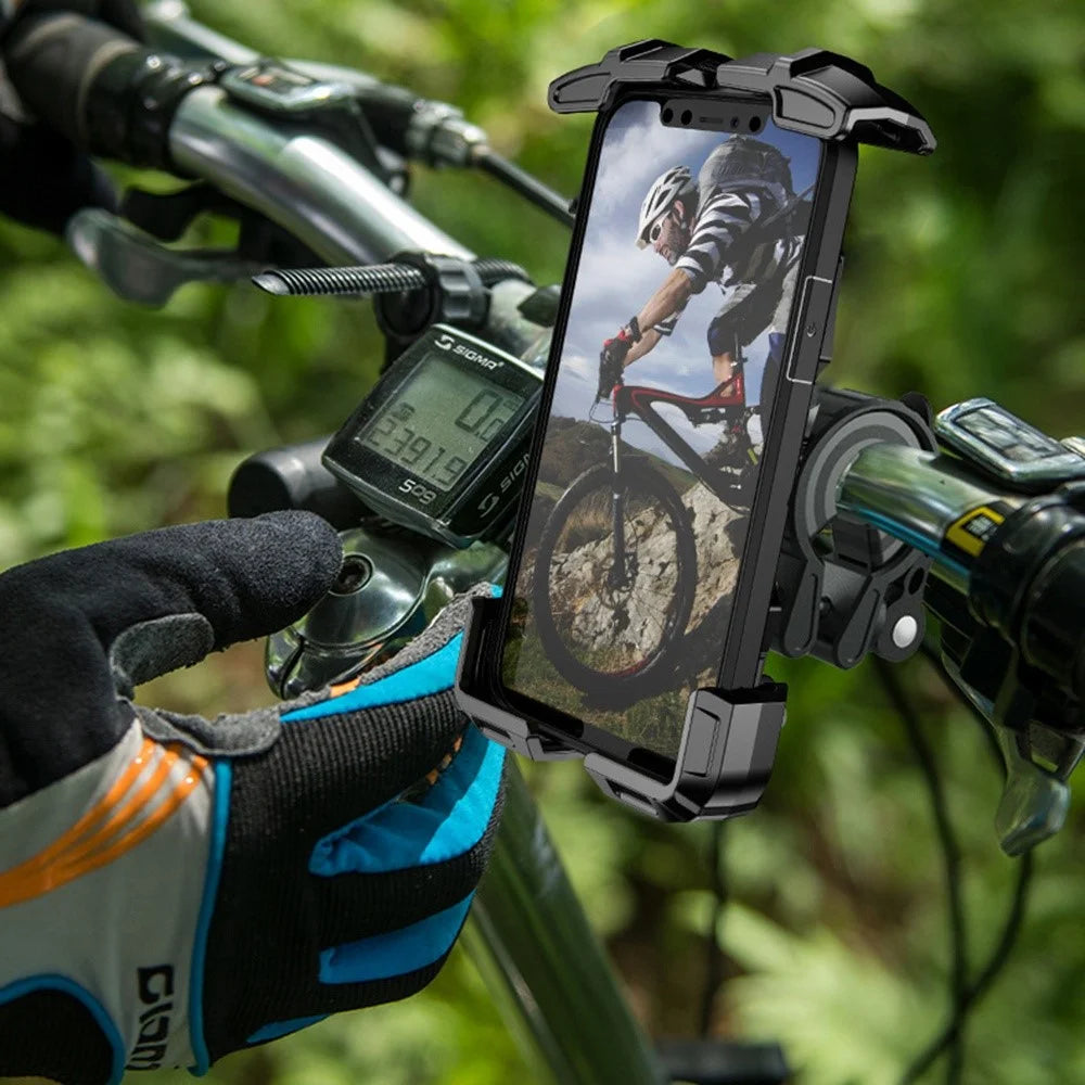 FL-201 Motorcycle Phone Mount Bike Phone Holder Electromobile Handlebar Cell Phone Clamp Scooter Phone Clip for 4.7''- 6.9'' Cell Phones - Black - 3