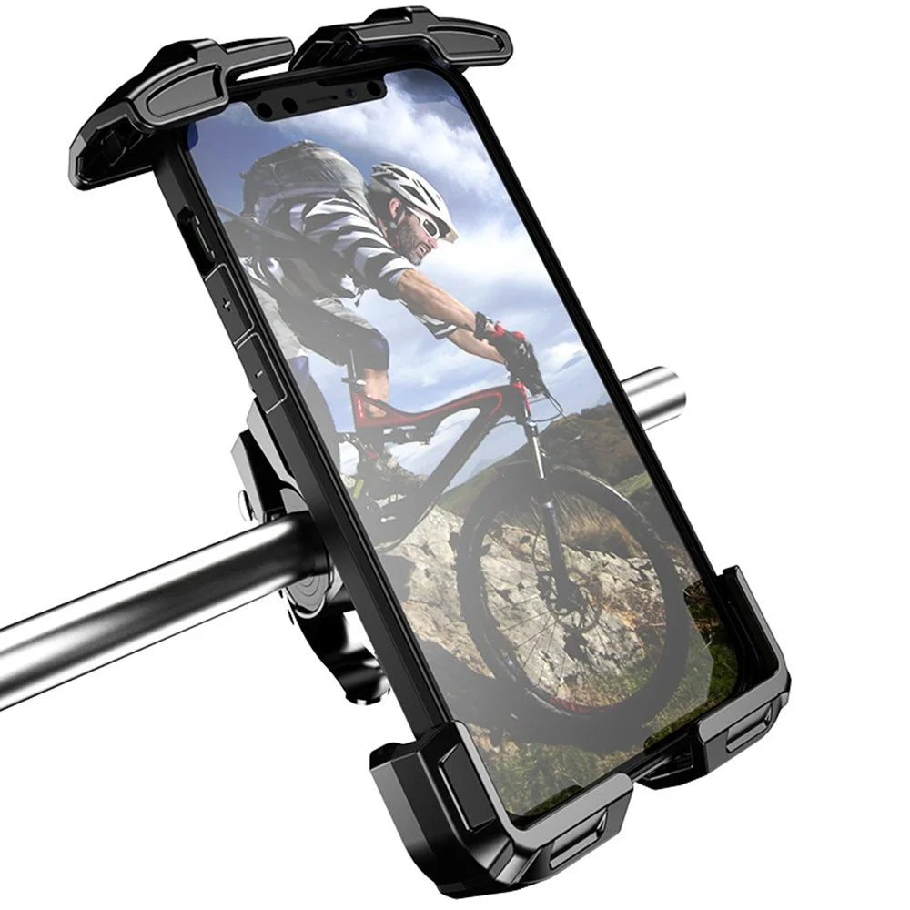 FL-201 Motorcycle Phone Mount Bike Phone Holder Electromobile Handlebar Cell Phone Clamp Scooter Phone Clip for 4.7''- 6.9'' Cell Phones - Black - 4