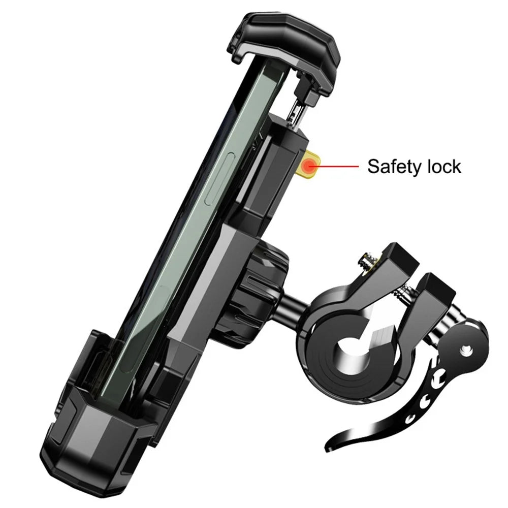 FL-201 Motorcycle Phone Mount Bike Phone Holder Electromobile Handlebar Cell Phone Clamp Scooter Phone Clip for 4.7''- 6.9'' Cell Phones - Black - 6