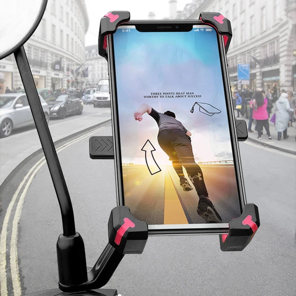 PLA-02 for 3.5-6.8 inch Phone Holder Motorcycle Bike Rearview Mirror Cellphone Mount - Red - 3