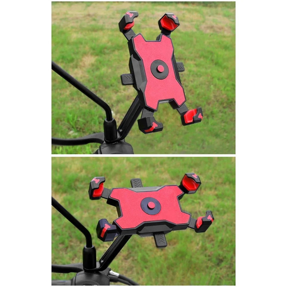 PLA-02 for 3.5-6.8 inch Phone Holder Motorcycle Bike Rearview Mirror Cellphone Mount - Red - 6