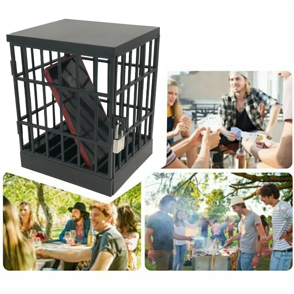 Jail for Cell Phones Creative Mobile Phone Prison Cell Phones Storage Cage Lock Up Safe Smartphone Stand Holder for Classroom Home Office Party - Black - 2