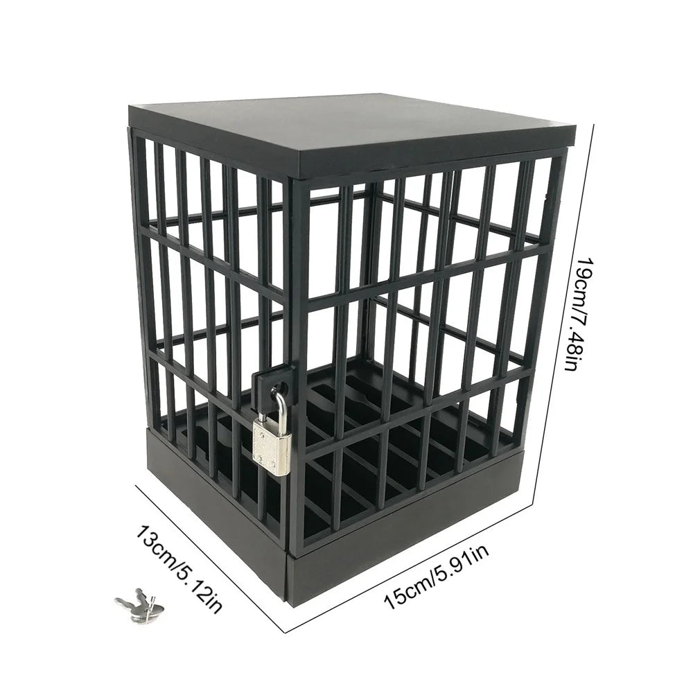Jail for Cell Phones Creative Mobile Phone Prison Cell Phones Storage Cage Lock Up Safe Smartphone Stand Holder for Classroom Home Office Party - Black - 7