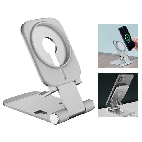 Phone Stand Charger Foldable Wireless Charger Phone Holder Cradle - Silver - 1