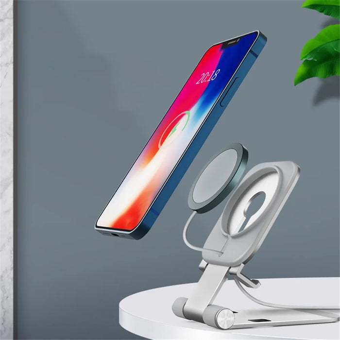 Phone Stand Charger Foldable Wireless Charger Phone Holder Cradle - Silver - 3