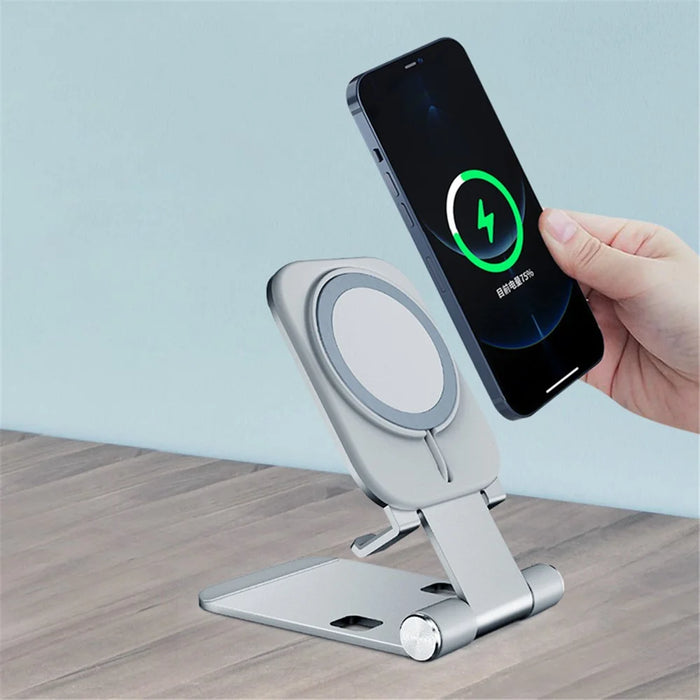 Phone Stand Charger Foldable Wireless Charger Phone Holder Cradle - Silver - 4