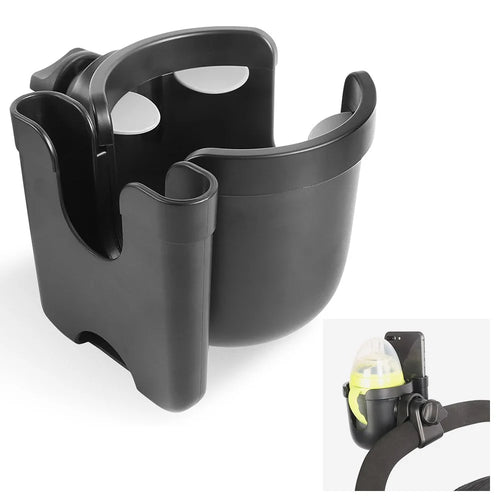 Infant Baby Stroller 2-in-1 ABS Milk Bottle Cup Holder Organizer with Phone Holder - Black - 1
