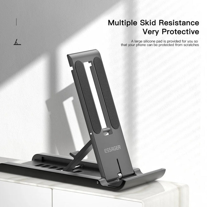 ESSAGER Portable Mobile Phone Holder Adjustable Foldable Desktop Phone Bracket Stand - Black - 4