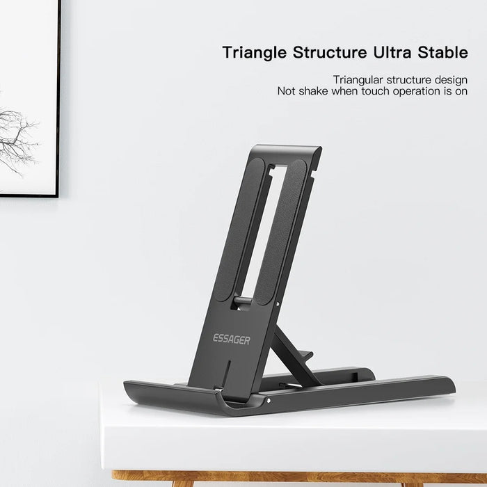 ESSAGER Portable Mobile Phone Holder Adjustable Foldable Desktop Phone Bracket Stand - Black - 5