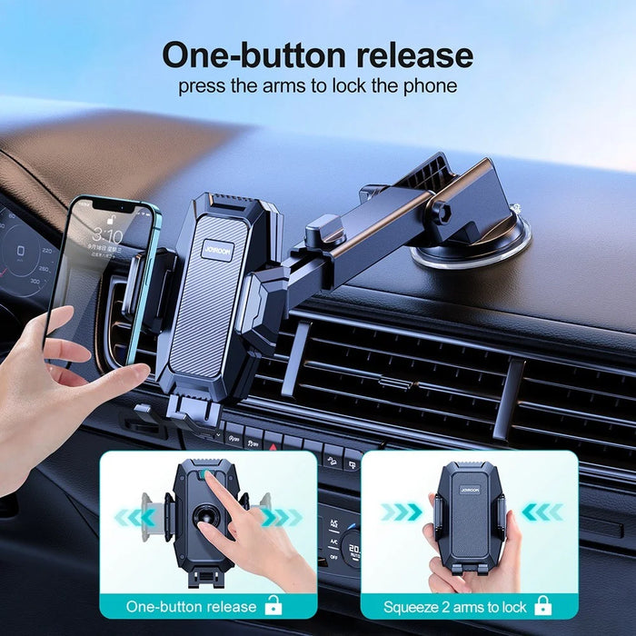 JOYROOM JR-ZS285 Angle-adjustable Car Phone Holder Strong Suction Mobile Phone Clamp Mount for Dashboard Windshield Air Vent Desktop - 3