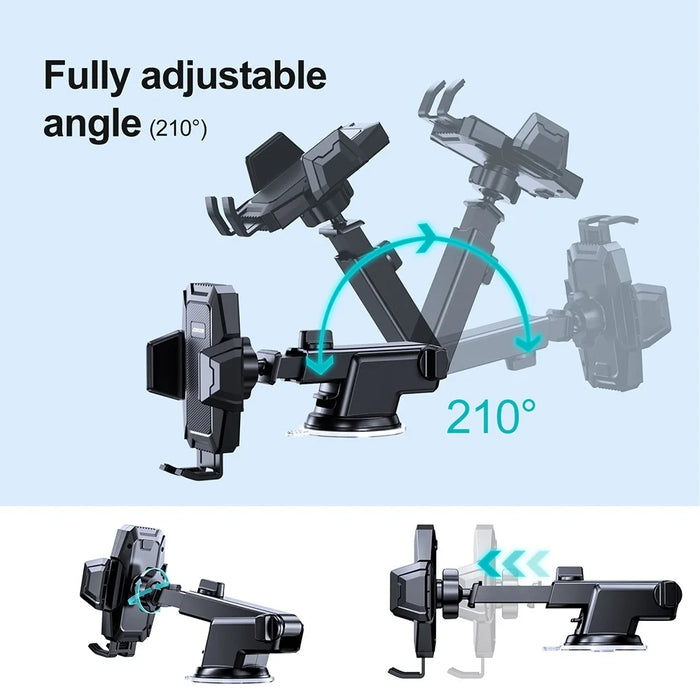 JOYROOM JR-ZS285 Angle-adjustable Car Phone Holder Strong Suction Mobile Phone Clamp Mount for Dashboard Windshield Air Vent Desktop - 4