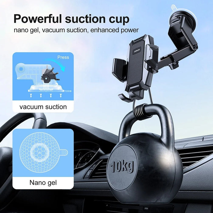 JOYROOM JR-ZS285 Angle-adjustable Car Phone Holder Strong Suction Mobile Phone Clamp Mount for Dashboard Windshield Air Vent Desktop - 5