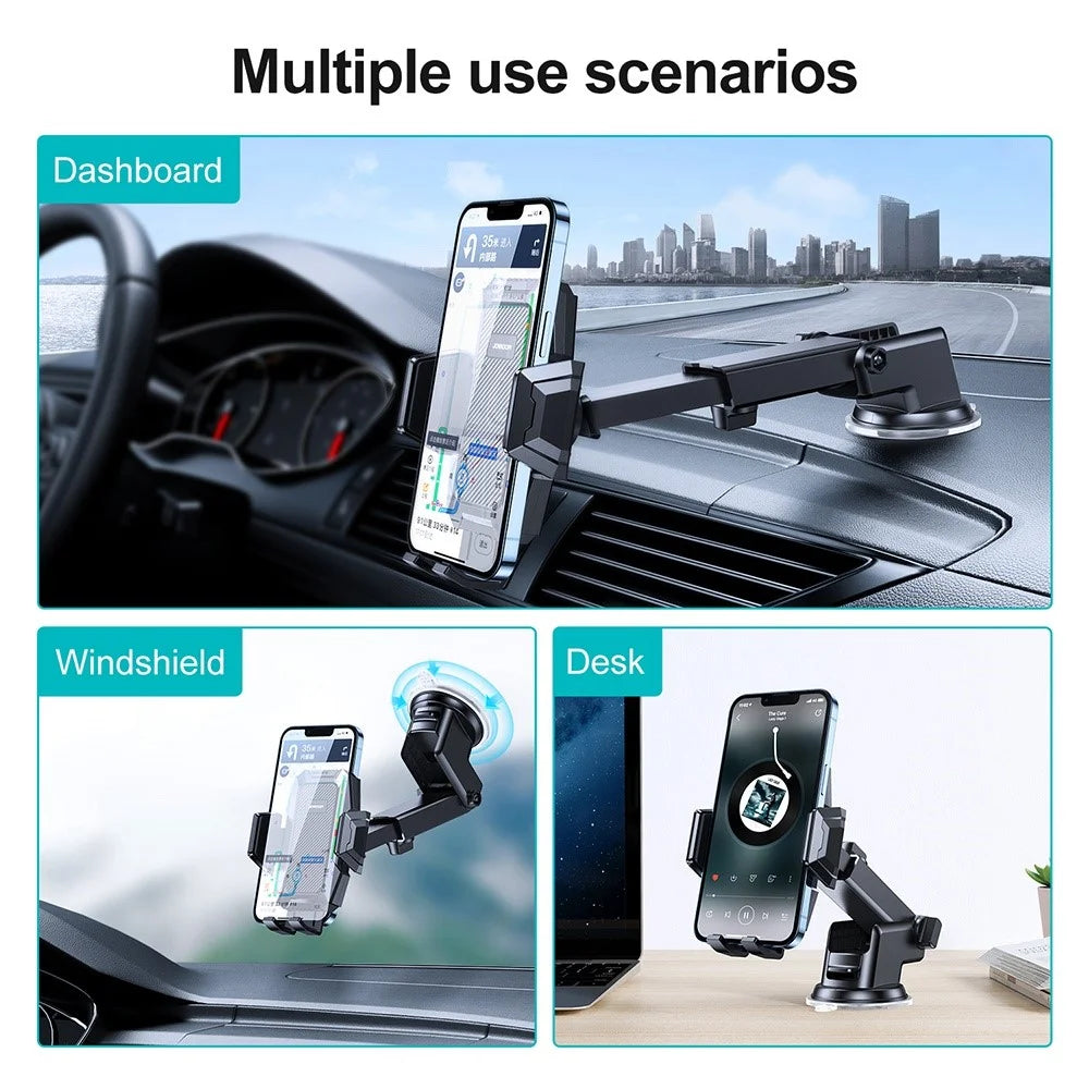 JOYROOM JR-ZS285 Angle-adjustable Car Phone Holder Strong Suction Mobile Phone Clamp Mount for Dashboard Windshield Air Vent Desktop - 6