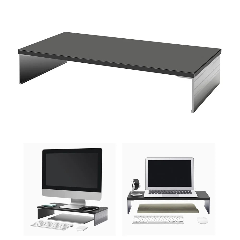 ID-20L Simple Style Wooden Monitor Riser Anti-skid Desktop Computer Stand Holder for MacBook - Black - 1