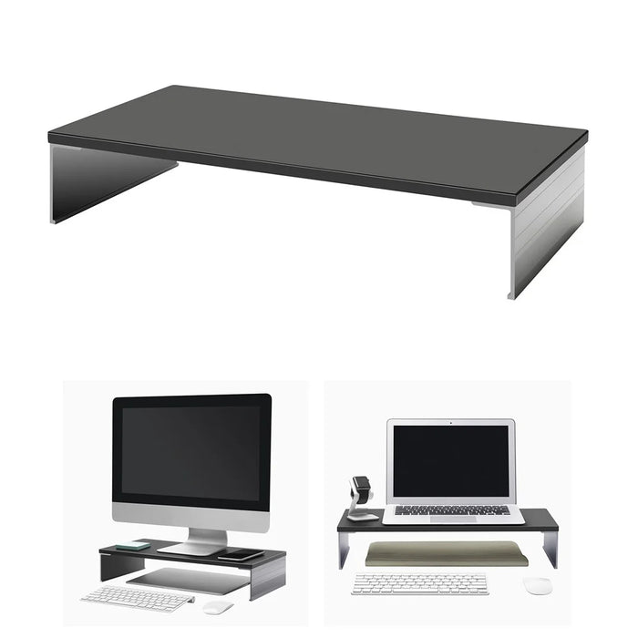 ID-20L Simple Style Wooden Monitor Riser Anti-skid Desktop Computer Stand Holder for MacBook - Black - 1