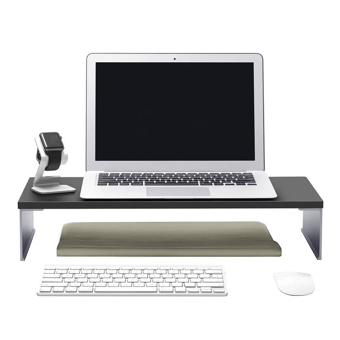 ID-20L Simple Style Wooden Monitor Riser Anti-skid Desktop Computer Stand Holder for MacBook - Black - 2