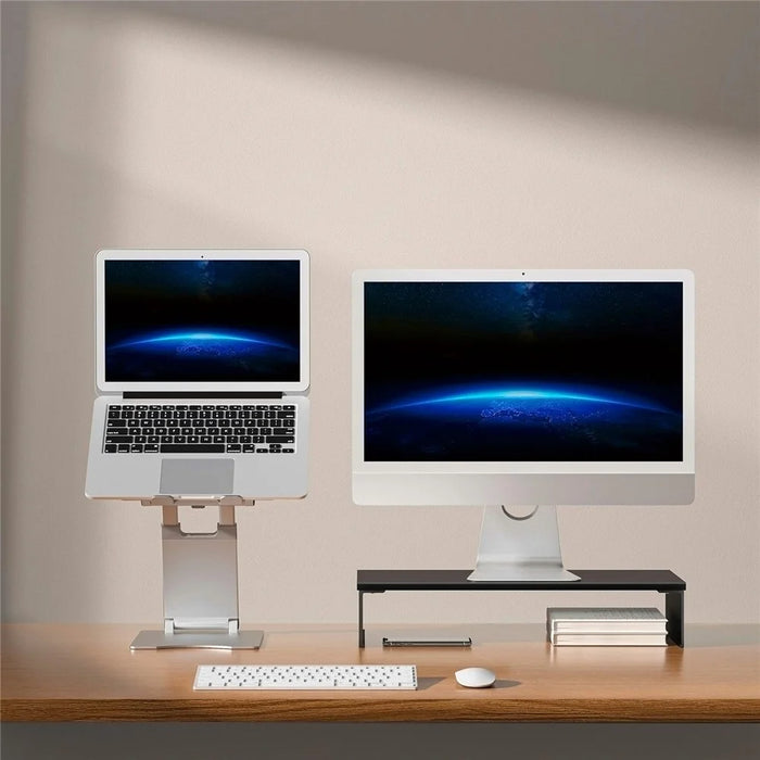 ID-20L Simple Style Wooden Monitor Riser Anti-skid Desktop Computer Stand Holder for MacBook - Black - 4