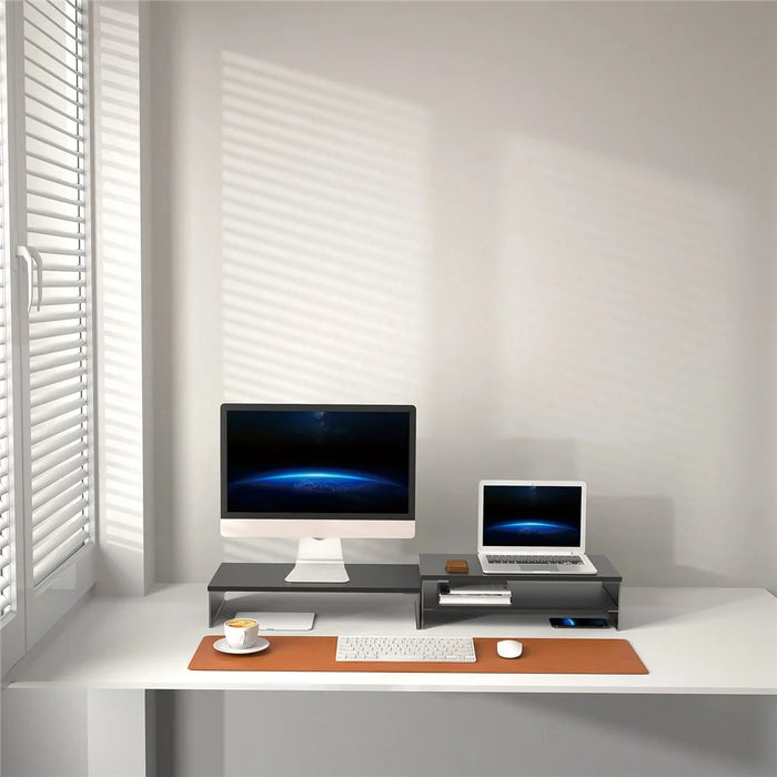 ID-20L Simple Style Wooden Monitor Riser Anti-skid Desktop Computer Stand Holder for MacBook - Black - 5
