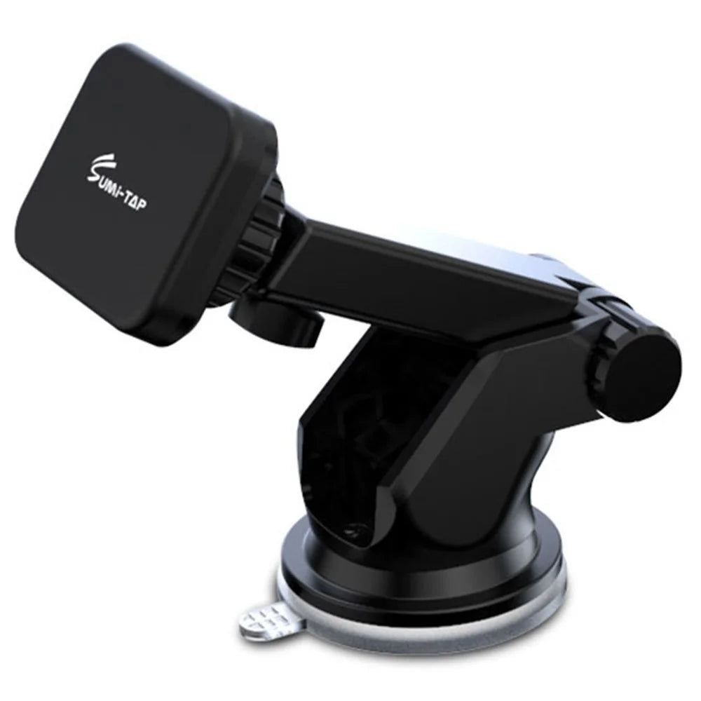 SUMI-TAP STH-S04Y Retractable Magnetic Bracket Car Mount Phone Holder Adjustable Dashboard Phone Stand for Various Mobile Phones - Black - 1