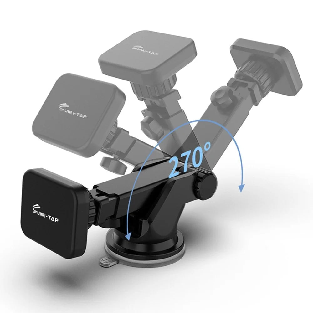 SUMI-TAP STH-S04Y Retractable Magnetic Bracket Car Mount Phone Holder Adjustable Dashboard Phone Stand for Various Mobile Phones - Black - 2