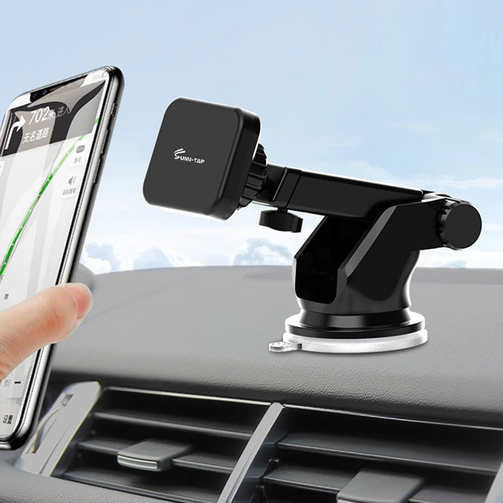 SUMI-TAP STH-S04Y Retractable Magnetic Bracket Car Mount Phone Holder Adjustable Dashboard Phone Stand for Various Mobile Phones - Black - 3