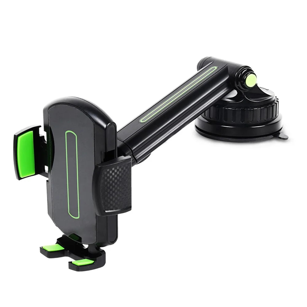 CST-03 Retractable Cell Phone Holder Suction Cup Long Arm Car Phone Mount for Car Dashboard Windshield Air Vent - Green - 1